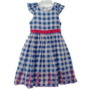 Nannete Girls Gingham Blue & White dress